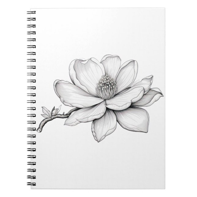 Carnet Beau croquis de fleur de Magnolia (Devant)