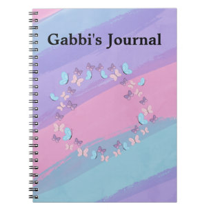 Carnet Beau design Pastel Stripes et Papillons