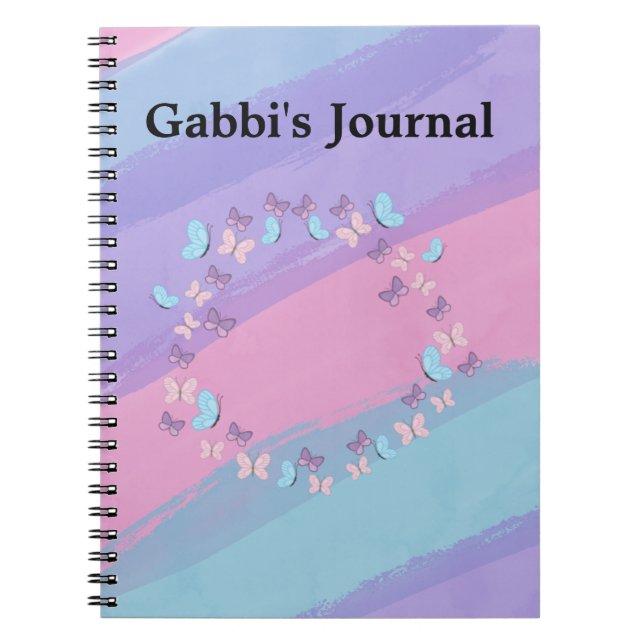 Carnet Beau design Pastel Stripes et Papillons (Devant)