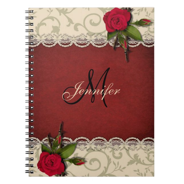 Carnet Beau design Vintage Floral - Monogramme (Devant)