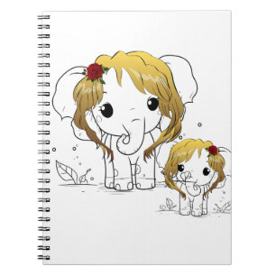 Carnet Beau éléphant femelle aux cheveux jaunes