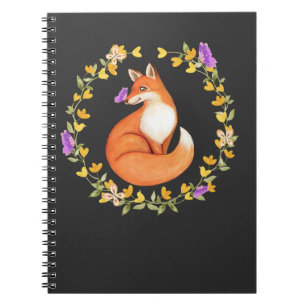 Carnet Beau Fox Floral Wreath Papillon mou