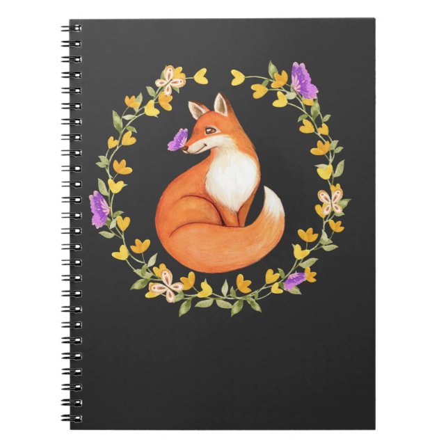 Carnet Beau Fox Floral Wreath Papillon mou (Devant)