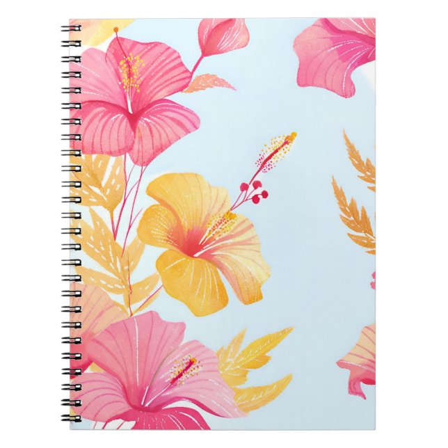 Carnet Beau Hibiscus | Aquarelle de fleur tropicale (Devant)