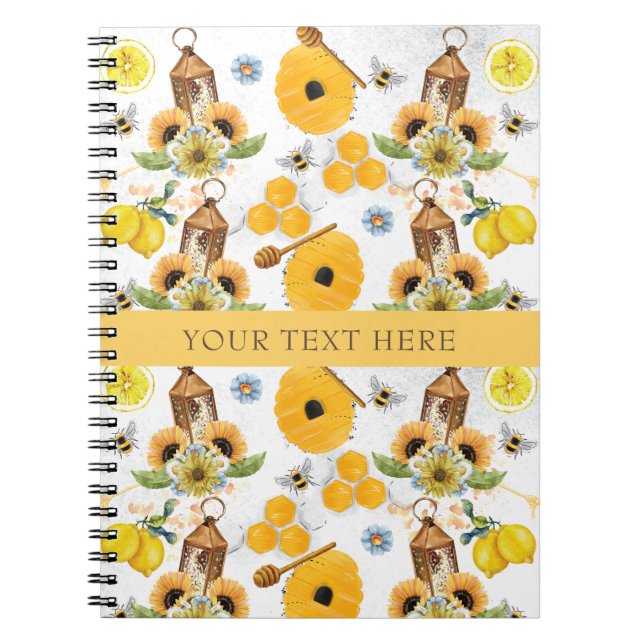 Carnet Beau Jardin Bee Motif de tournesol (Devant)