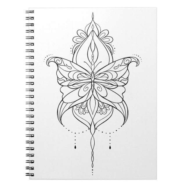 Carnet Beau Mandala Butterfly Design Motif (Devant)