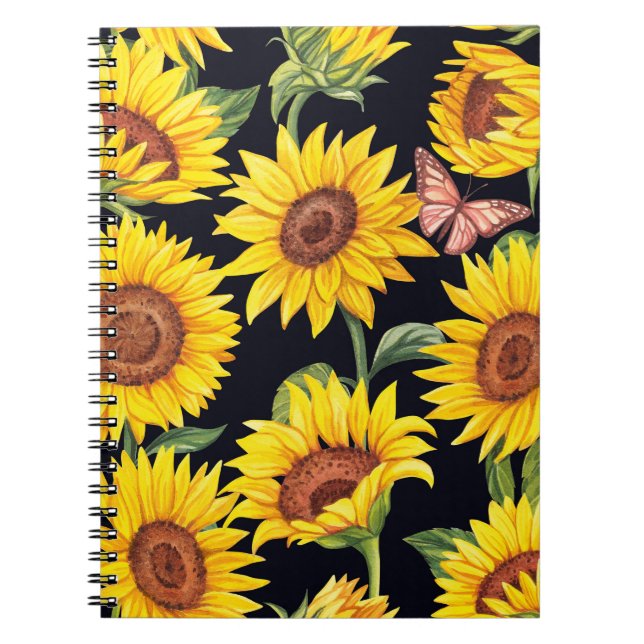 Carnet Beau motif de tournesols (Devant)