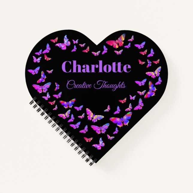 Carnet Beau motif papillon personnalisé (Devant)