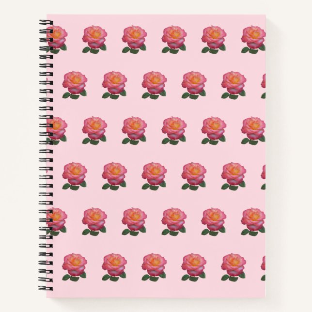 Carnet Beau Motif rose rose (Devant)
