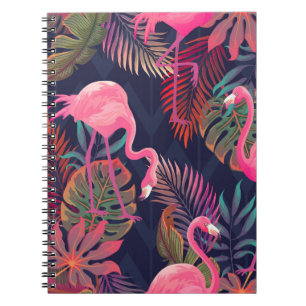Carnet Beau motif tropical transparent avec flamme rose
