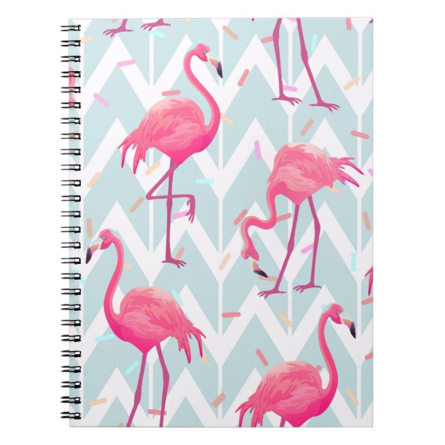 Carnet Beau motif tropical transparent avec flamme rose (Devant)