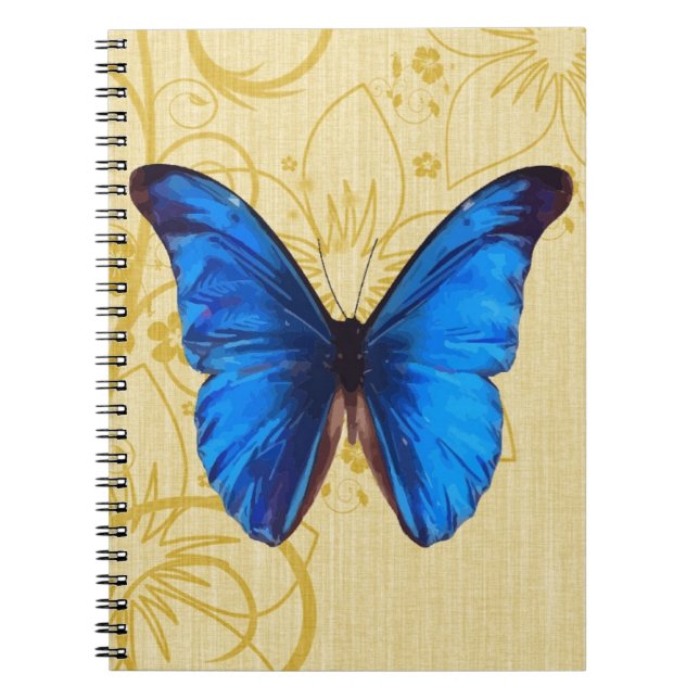 Carnet Beau papillon bleu art Vintage (Devant)