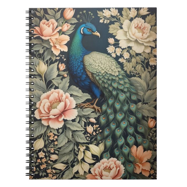 Carnet Beau Peacock William Morris Inspiré Floral (Devant)