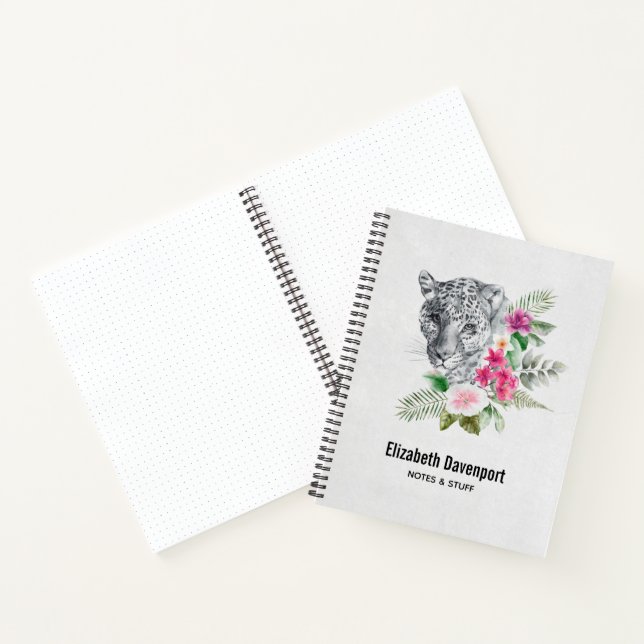 Carnet Beau portrait de tête de léopard en aquarelle (Intérieur)