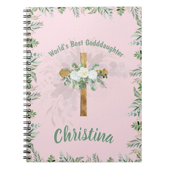 Carnet Beau rose GODDAUGHTER personnalisé (Devant)