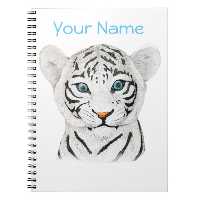 Carnet Beau Tigre Blanc Avec Yeux Bleus (Devant)