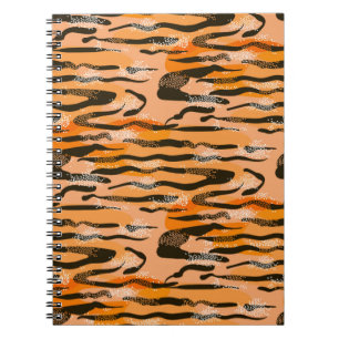 Carnet Beau tigre transparent motif, couleur pêche