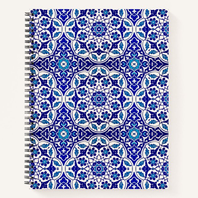 Carnet Beau Turc Ottoman Iznik Indigo Motif (Devant)