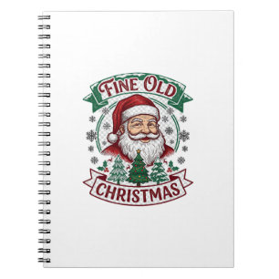 Carnet Beau Vieux Noël Père Noël Arbres Flocons de neige