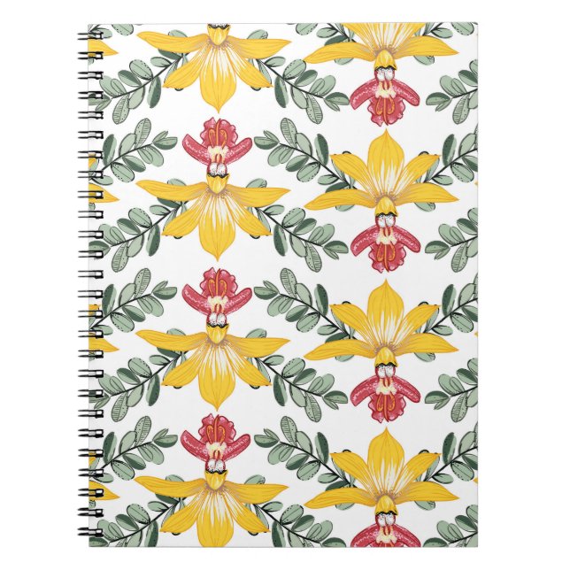 Carnet Beauté de l'orchidée : motif floral Elégance. (Devant)