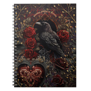 Carnet Beauté gothique foncée Roses rouges Corbeau noir C