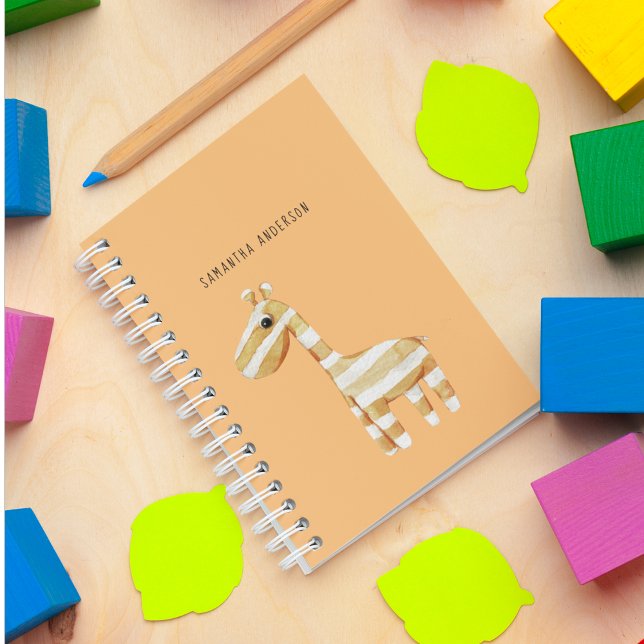 Carnet Beauté Moderne Girafe Orange Avec Nom (Créateur téléchargé)