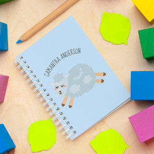 Carnet Beauté Moderne Pastel Mouton Bleu Et Nom De L'Enfa