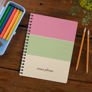 Carnet Beauté Pastel Couleur Bloc & Script Nom