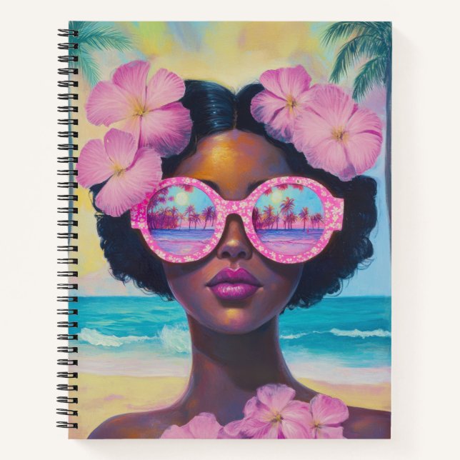 Carnet Beauté tropicale dans les tons roses (Devant)