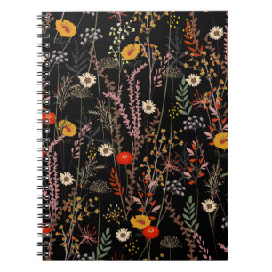 Carnet Beautiful blooming meadow flowers pattern