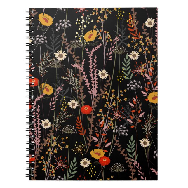 Carnet Beautiful blooming meadow flowers pattern (Devant)