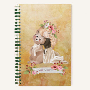 Carnet Beautiful Girl and Bear Lovely Illustration