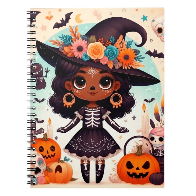 Carnet Beautiful little witch halloween party (Devant)