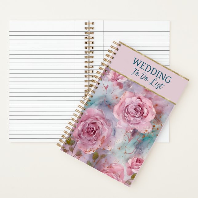 Carnet Beautiful Pink Roses Wedding Planner (À l'intérieur)