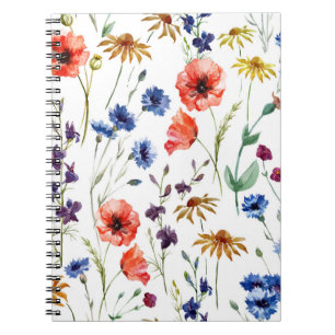Carnet Beaux fleurs sauvages, aquarelle, pavot, fleur de