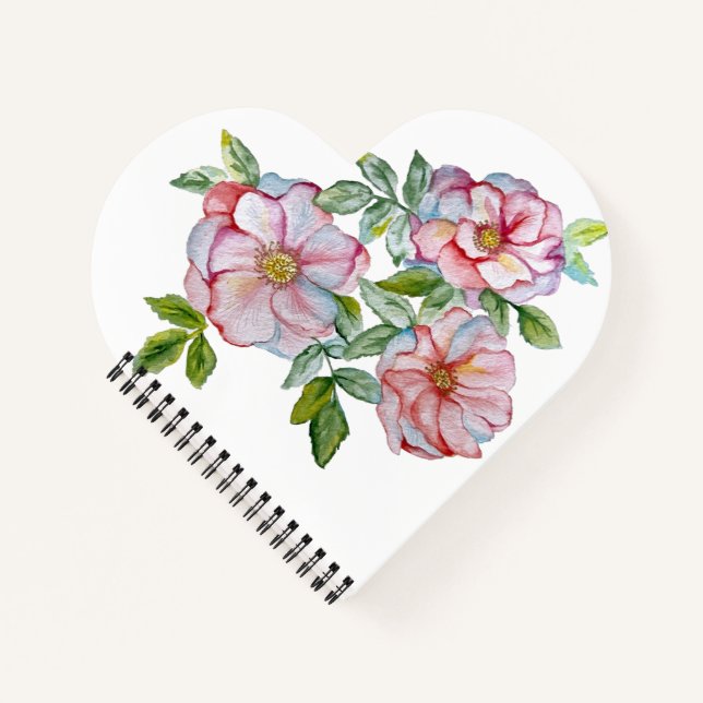 Carnet Beaux roses d'aquarelle réalistes. (Devant)