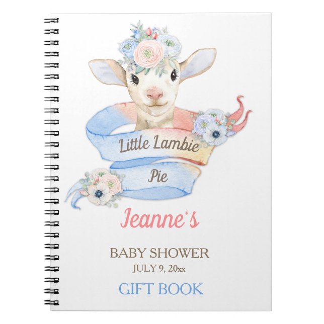 Carnet Bébé Agneau Rose Bleu Nursery Ferme Pastels (Devant)