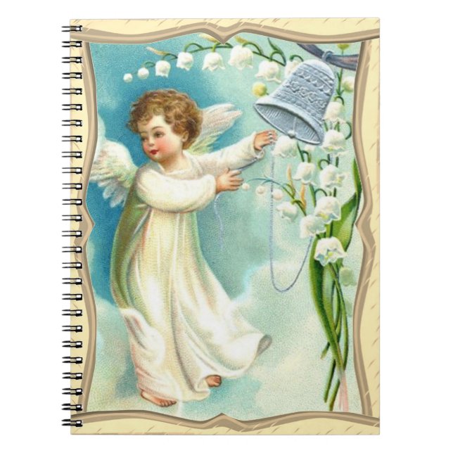 Carnet Bébé Ange Avec Cloche Bleue (Devant)