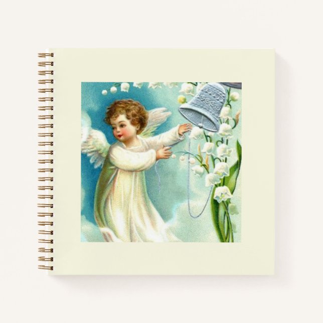 Carnet Bébé Ange Avec Cloche Bleue  (Devant)