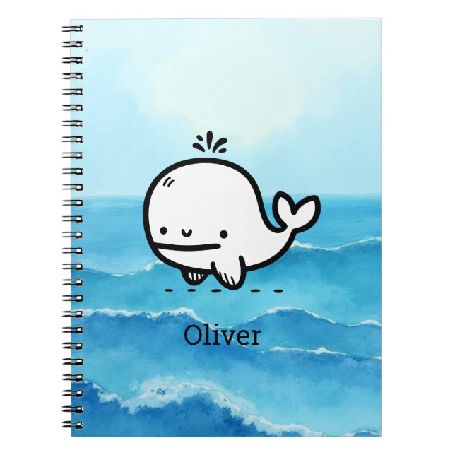 Carnet Bébé Baleine Adorable - Dessin au Trait de Créatur (Devant)