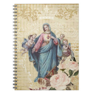 Carnet Bébé béni par cru Jésus de Vierge Marie floral
