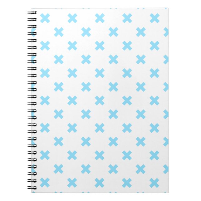 Carnet Bébé bleu croix coutures sur blanc (Devant)