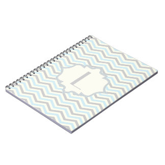 Carnet Bébé bleu moderne, grey, ivory chevron
