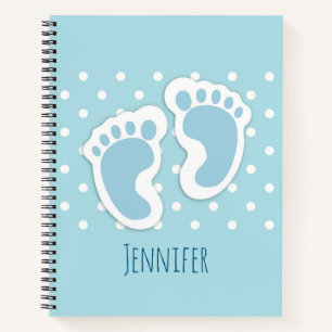 Carnet Bébé bleu mou Pieds de garçon