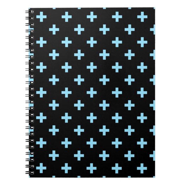 Carnet Bébé bleu polka croise sur noir (Devant)