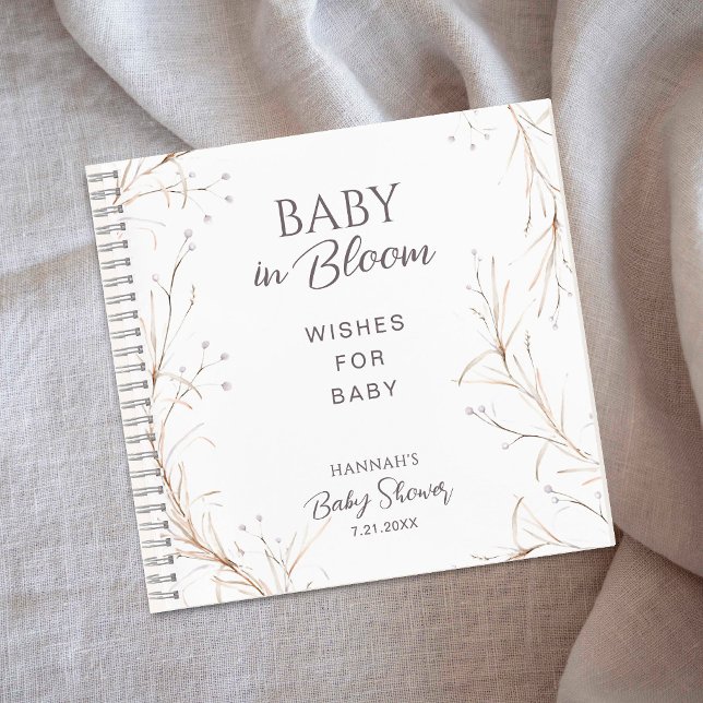 Carnet Bébé Boho Neutre en Fleur Vœux pour Bébé (Créateur téléchargé)