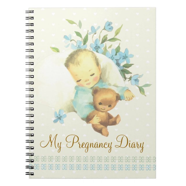 Carnet Bébé dormant Vintage personnalisé (Devant)