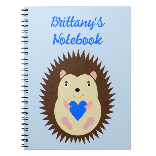 Carnet Bébé Garçon Bleu Cœur Hérisson Sur Mesure (Devant)