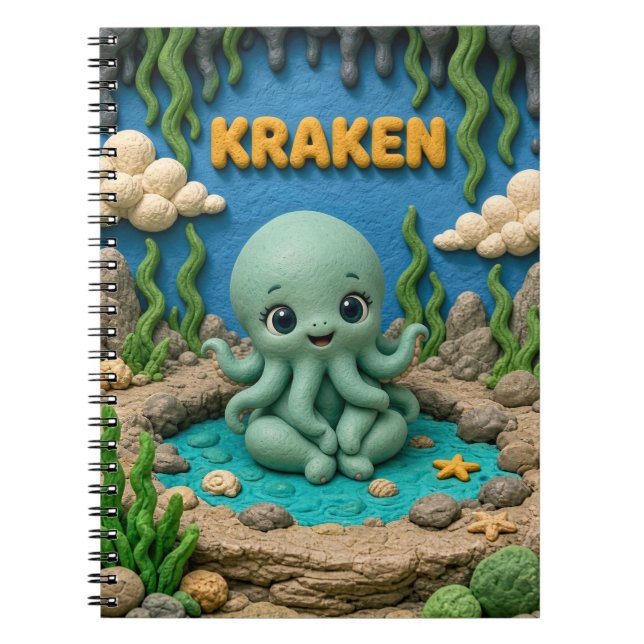 Carnet Bébé Kraken Mignon, Mythique (Devant)
