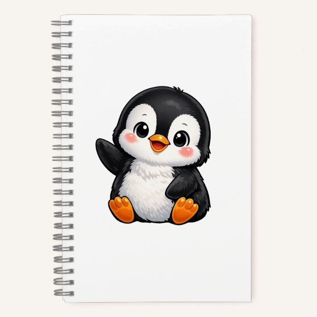 Carnet Bébé manchot mignon faisant signe Personnage de de (Recto)
